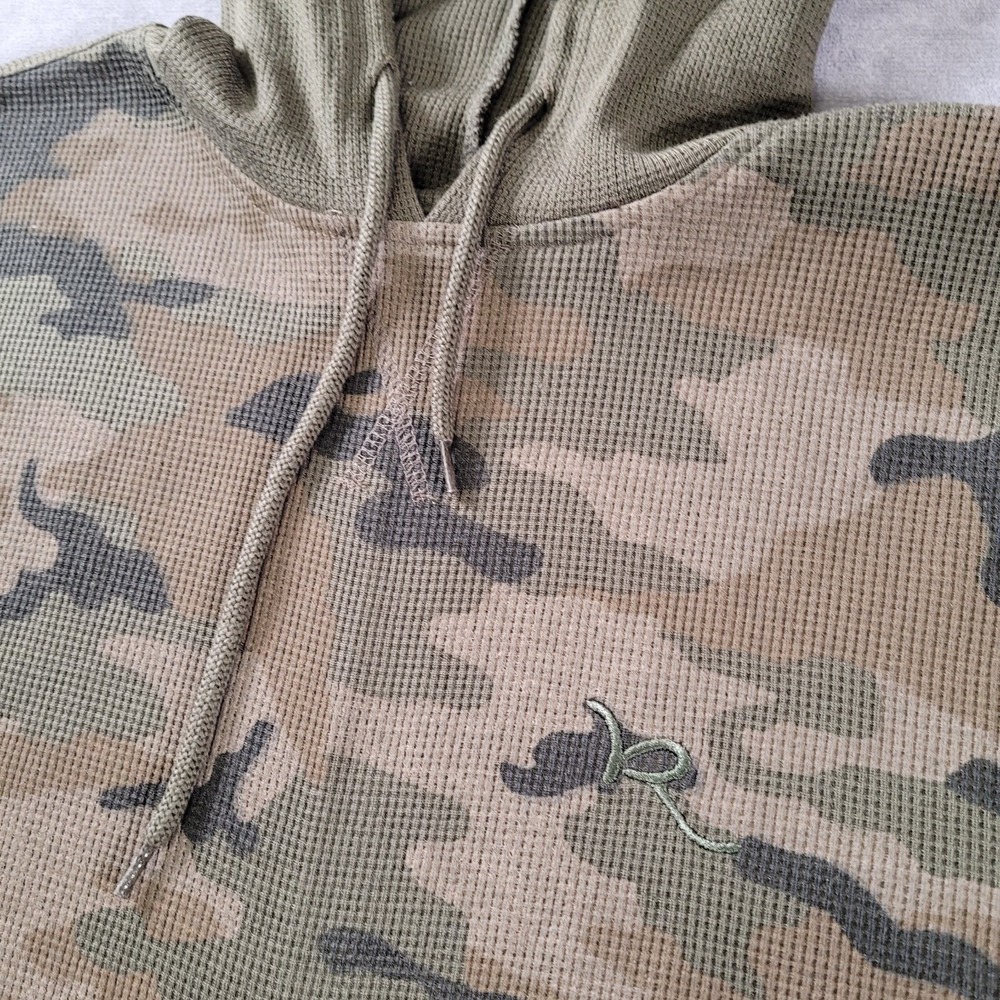 Rocawear Long Sleeve Army Green Camo Thermal Shirt Hoodie Mens Size Medium - Picture 4 of 8